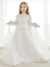 A-line Lace Tulle Floor-length Ivory Dress (2003227154)