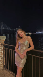 Vestido de fiesta de Nochevieja con tirantes finos y lentejuelas, vestido ajustado para baile de bienvenida Y479