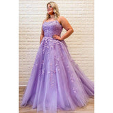Robe de bal longue trapèze unique à bretelles croisées et décolleté plongeant en tulle bleu ciel