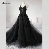 Robe de mariée longue noire style gothique à fleurs Baoleely 2020, robe de mariée sexy en tulle, grande taille