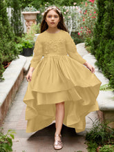 A-line Satin Asymmetrical Flower Girl Dress