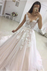 Gorgeous Long A-line Sweetheart Tulle Lace Wedding Dress