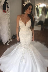 Gorgeous Long Mermaid Sweetheart Lace Buttons Backless Wedding Dress