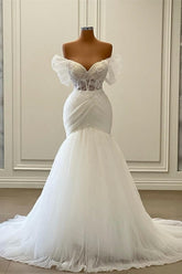 Gorgeous Sleeveless Strapless Off the Shoulder Mermaid Wedding Dress