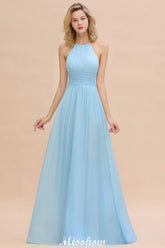 Halter Backless Beach Bridesmaid Dress Chiffon Garden Wedding Party Dress