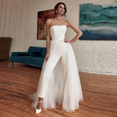Vestido de novia Baoleely blanco, estilo modesto, con cola desmontable