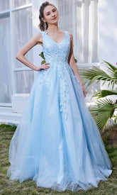 Sleeveless V-Neck A-line Long Dress