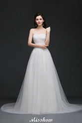 Lace White A-line Strapless Tulle Wedding Dress