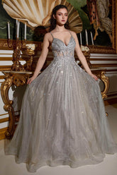 Applique A-Line Long Prom Dress