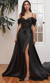 Robe de bal longue en satin à épaules dénudées