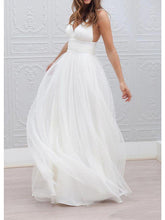 Long A-Line Spaghetti Strap Taffeta Tulle Chiffon Wedding Dresses