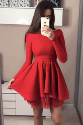 Long Sleeve Homecoming Dresses Off the Shoulder Short Prom Dress