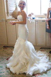 Mermaid Sweetheart Court Train Organza Wedding Dresses WD025