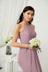 Baoleely Chiffon Halter Bridesmaid Dresses Long A-Line Formal Evening Dress 2805