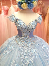 Robe de bal bleu clair en tulle ornée d'appliques, style « pays des merveilles hivernales », modèle Sweet 16 Y601