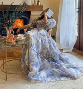 Robe de bal longue en mousseline à imprimé floral, modèle Y572