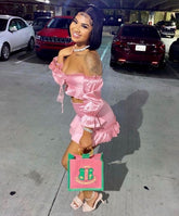 21st Birthday Outfits Black Girl Pink Two Piece Party Dress Short Homecoming Dress Y688