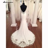 Baoleely V Neck Mermaid Wedding Dresses Lace Appliques Boho Wedding Dress Backless Sexy robe de mariée robe de casamento