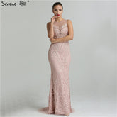 On Sale No Return No Refund Sale Mermaid Elegant Hand Craft Evening Gowns Pearls Crystal LA6238