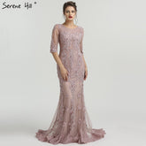 Mermaid Half Sleeve Tulle Evening Dresses LA6179