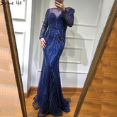 Mermaid Formal Evening Dresses Long Sleeves Beading Evening Gowns LA6506