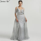 Robe de soirée vintage trapèze, col en V, manches mi-longues, paillettes, LA6589