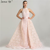 Robe de soirée sirène en tulle rose LA6289
