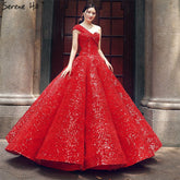 Robes de mariée rouges de luxe à une épaule