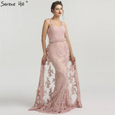 Robe de soirée sirène en dentelle à bretelles et perles, en solde, sans retour ni remboursement, LA6226