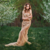 On Sale No Return No Refund Perspective Off Shoulder Tulle Evening Dress Pregnant Lace Photography Dress HA2112