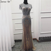 Luxury Sleeveless full diamond o neck Sexy Evening Dresses Dubai Design LA60742