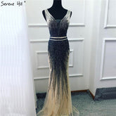 Luxury Sleeveless v-Neck Evening Dresses Dubai Design Beading LA60743