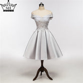 Robe de soirée courte sans manches à col One Word, en dentelle et perles, HA2079