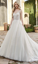 Glittered Tulle A Line Wedding Gown