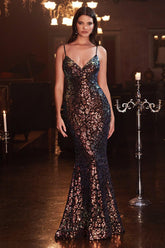 Sexy Spaghetti Strap Long Mermaid Prom Dress
