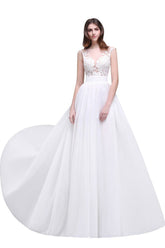 Sheath Sheer Lace Chiffon Beach Wedding Dresses