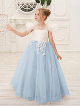 Detachable Lace Tulle Sweep Train Flower Girl Dress