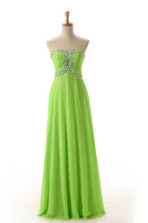 Sweetheart Sleeveless Backless Chiffon Green Prom Dress PG 243