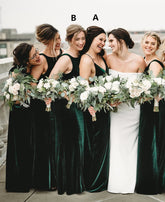 Baoleely Winter Emerald Green Velvet Bridesmaid Dresses Canada V Neck Sleeveless