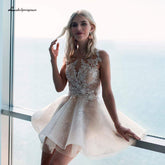 Robe de mariée courte et sexy en dentelle vintage Baoleely, tenue de plage sans manches