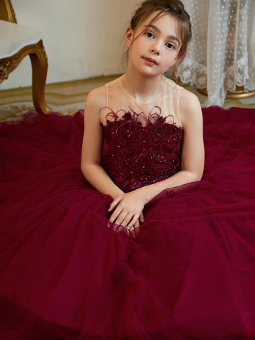 Ball-Gown/Princess Tulle Sweep Train Flower Girl Dress