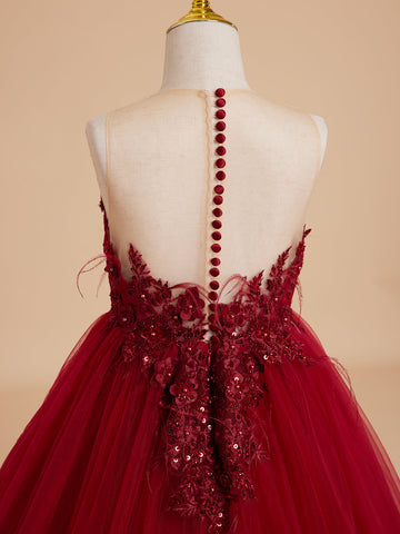 Ball-Gown/Princess Tulle Sweep Train Flower Girl Dress