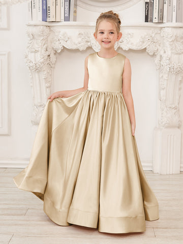 A-line Lace Satin Floor-length Flower Girl Dress