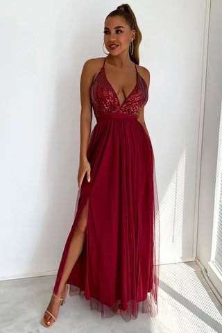 V-neck Sequin Party Dress