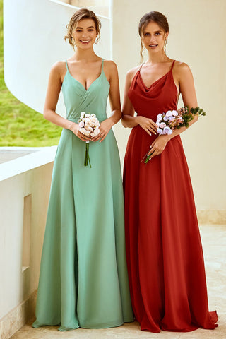 Spaghetti Straps Long Bridesmaid Dress