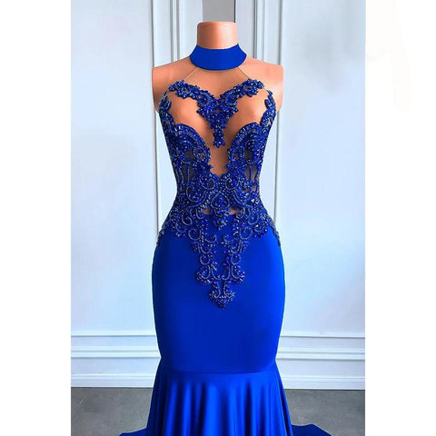 Vestido de fiesta de noche sexy, sin mangas, con cuello alto y volantes dramáticos y glamuroso