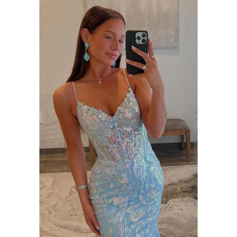 Vestido de fiesta sexy con escote en V, tirantes finos, estampado floral y lentejuelas, largo hasta el suelo