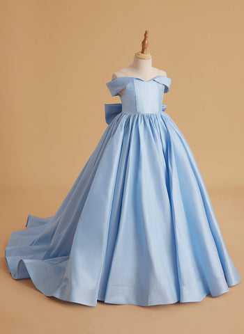 Enchanted Blue Satin Birthday Ballgown for Girls