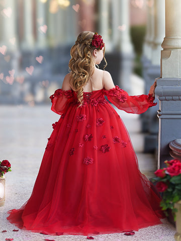 3D Flower Princess Ball Gown Flower Girl Dresses