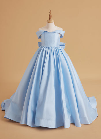 Enchanted Blue Satin Birthday Ballgown for Girls